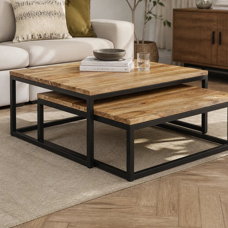 Table basse gigogne carrée en acacia massif