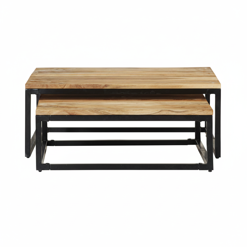 Table basse gigogne carrée en acacia massif