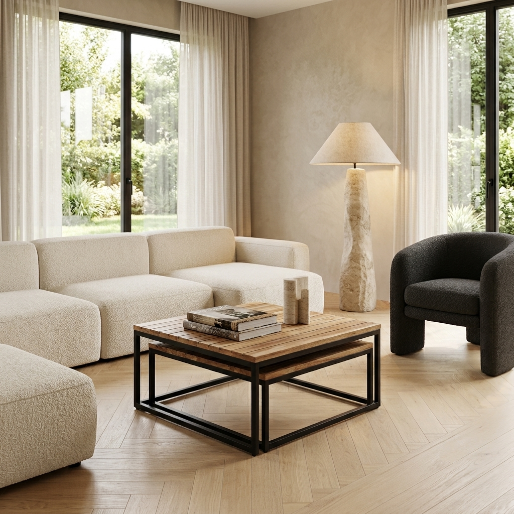 Table basse gigogne carrée en acacia massif