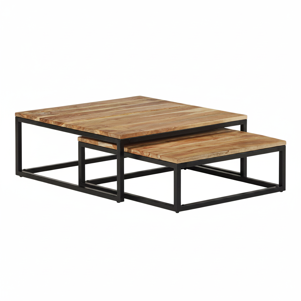Table basse gigogne carrée en acacia massif