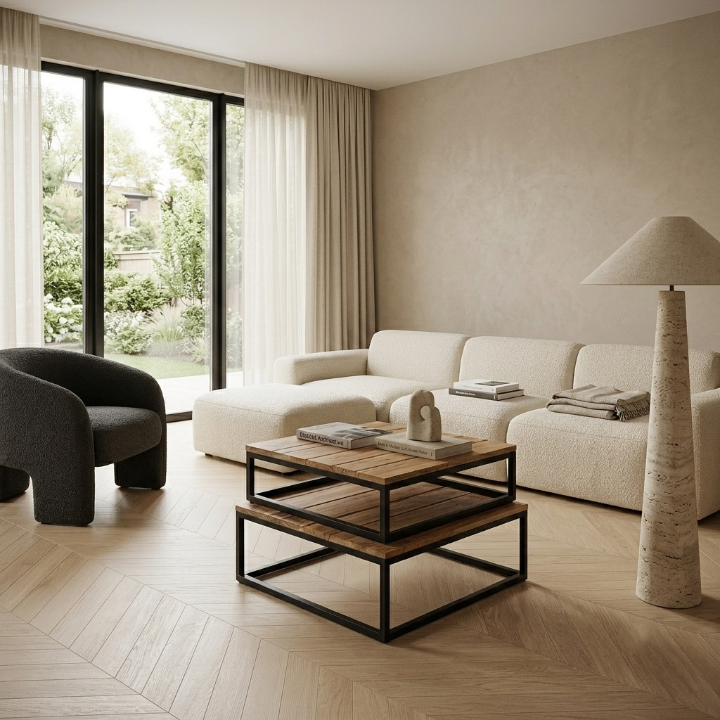 Table basse gigogne carrée en acacia massif