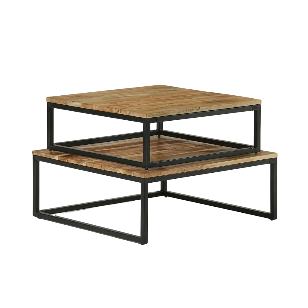 Table basse gigogne carrée en acacia massif