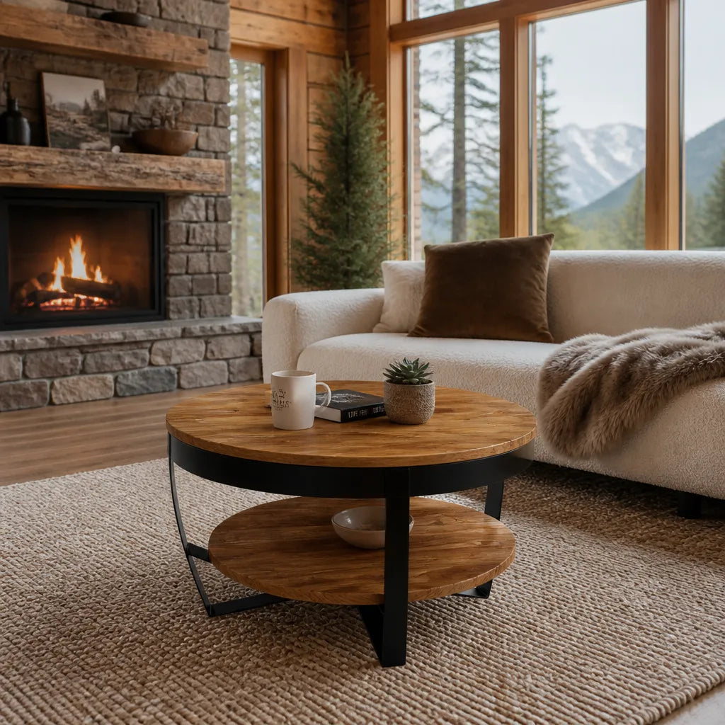Table basse ronde en acacia massif