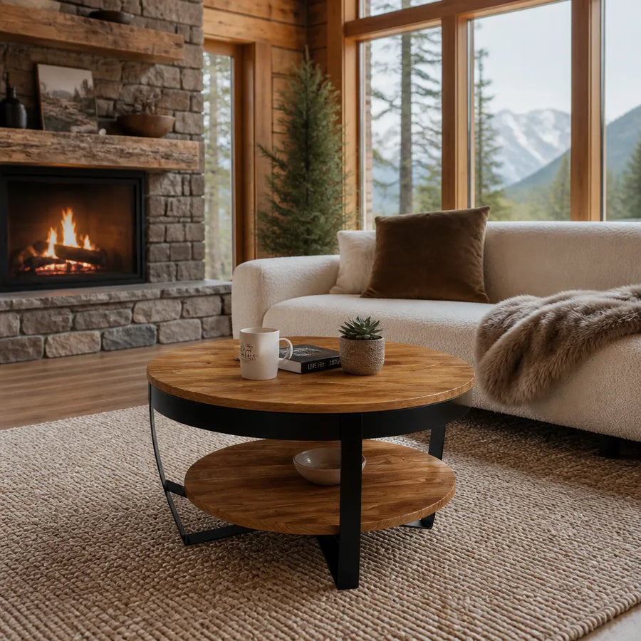 Table basse ronde en acacia massif