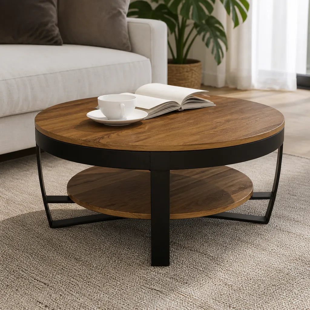 Table basse ronde en acacia massif