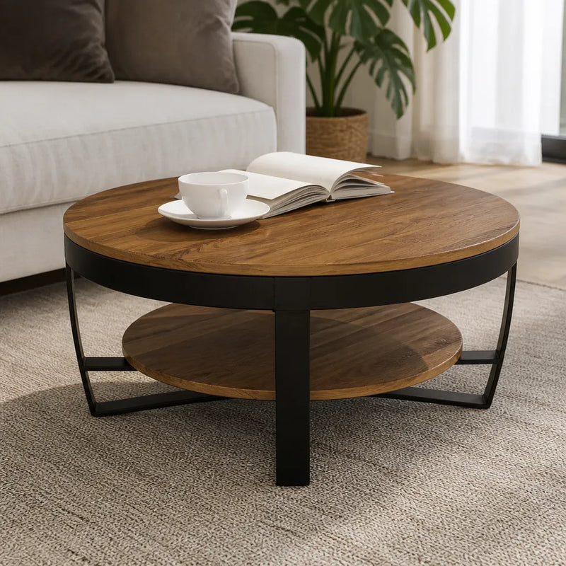 Table basse ronde en acacia massif