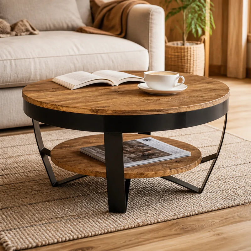 Table basse ronde en acacia massif