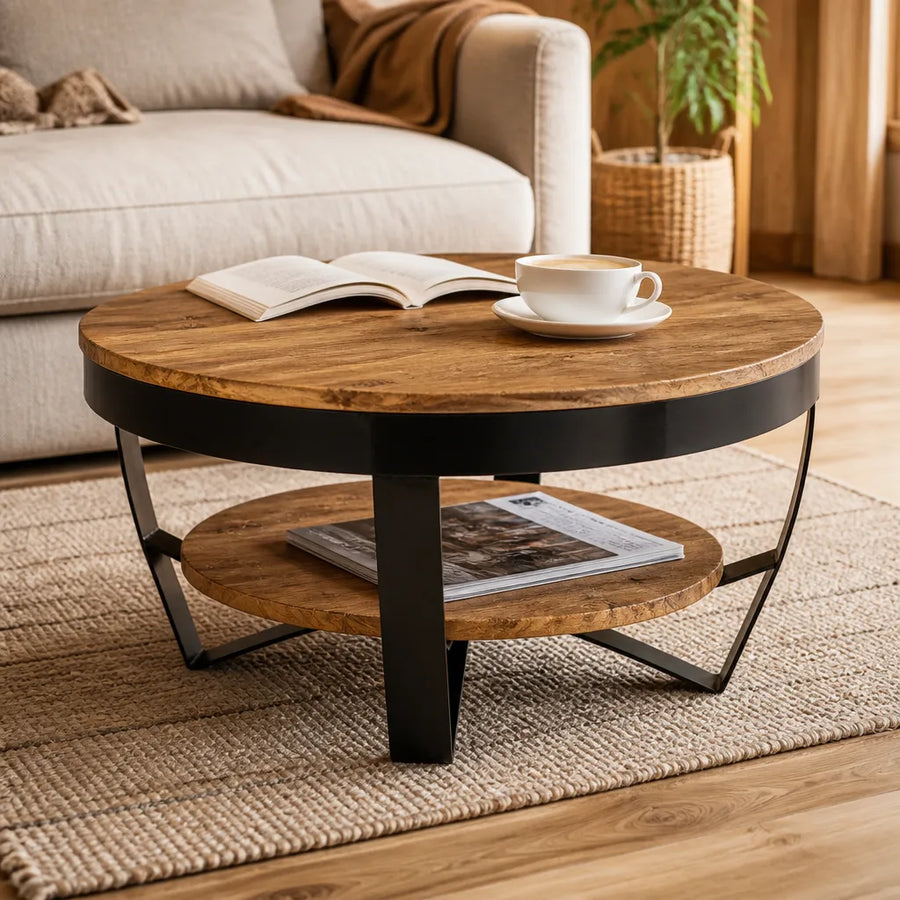 Table basse ronde en acacia massif