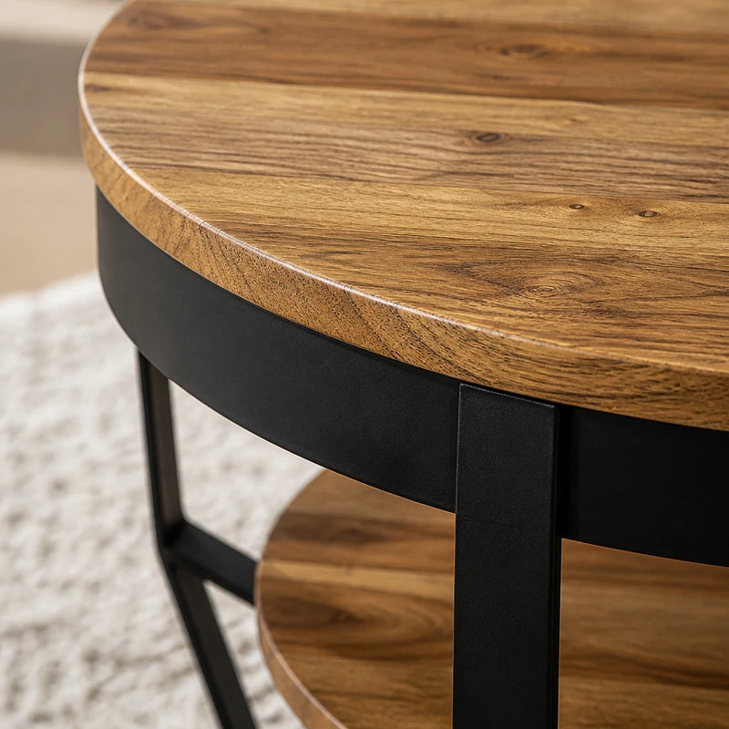 Table basse ronde en acacia massif