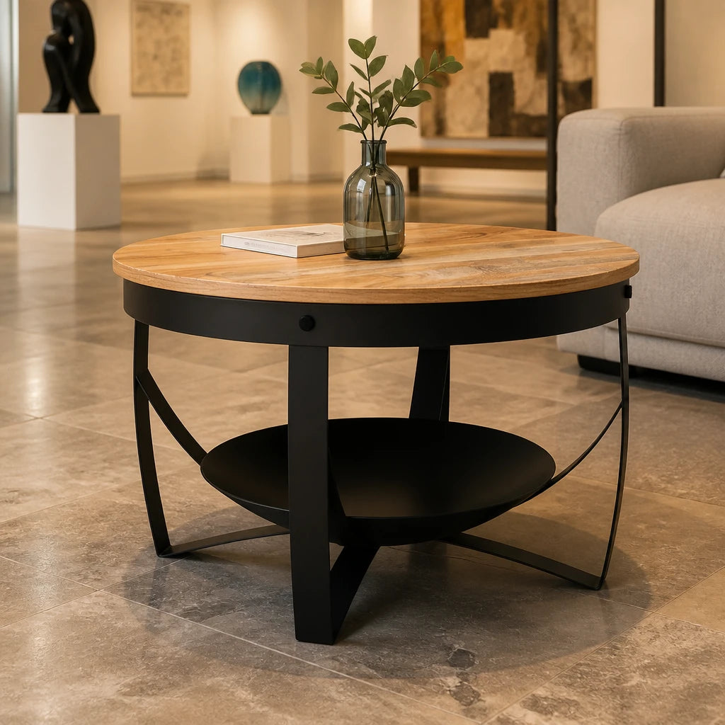 Table d'appoint ronde en acacia massif