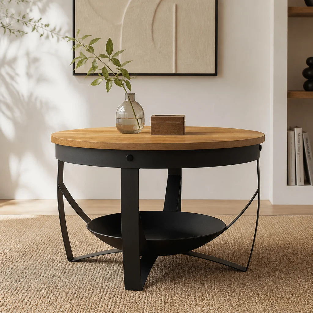 Table d'appoint ronde en acacia massif