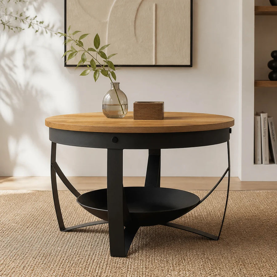 Table d'appoint ronde en acacia massif