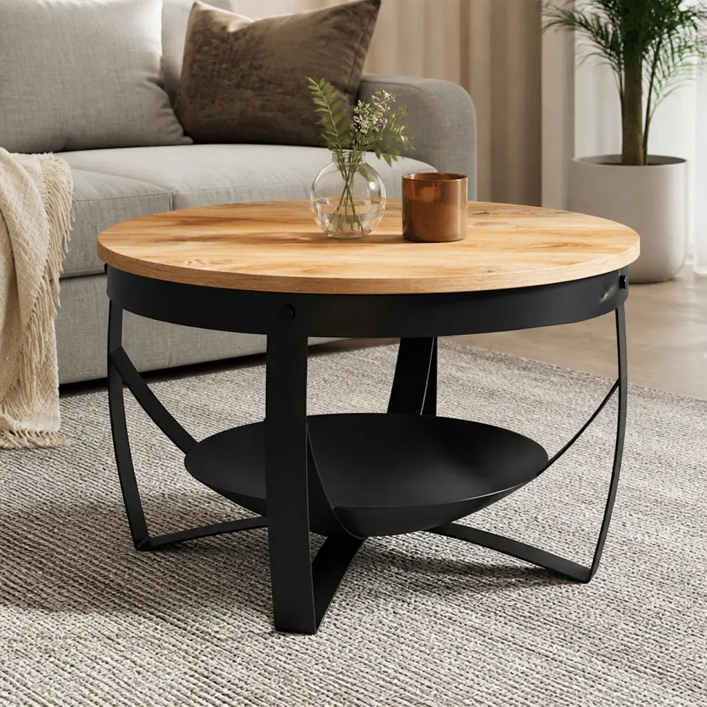 Table d'appoint ronde en acacia massif