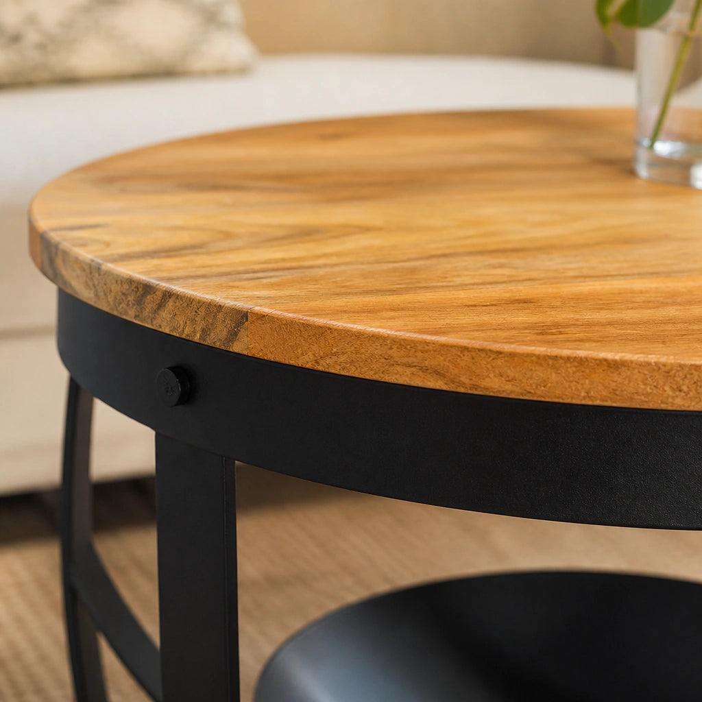 Table d'appoint ronde en acacia massif
