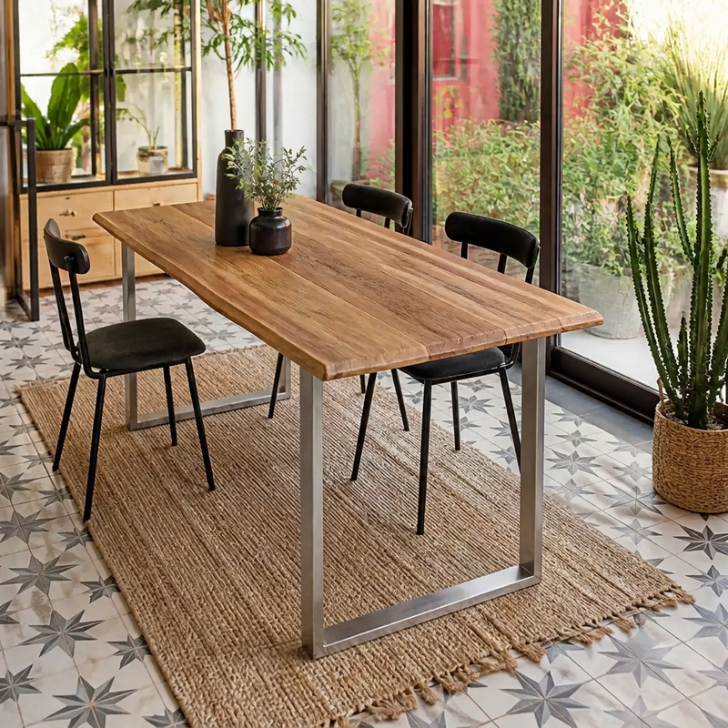Table à manger bord naturel en acacia massif