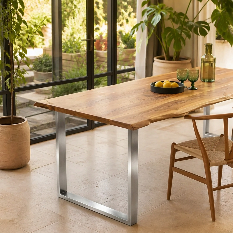 Table à manger bord naturel en acacia massif