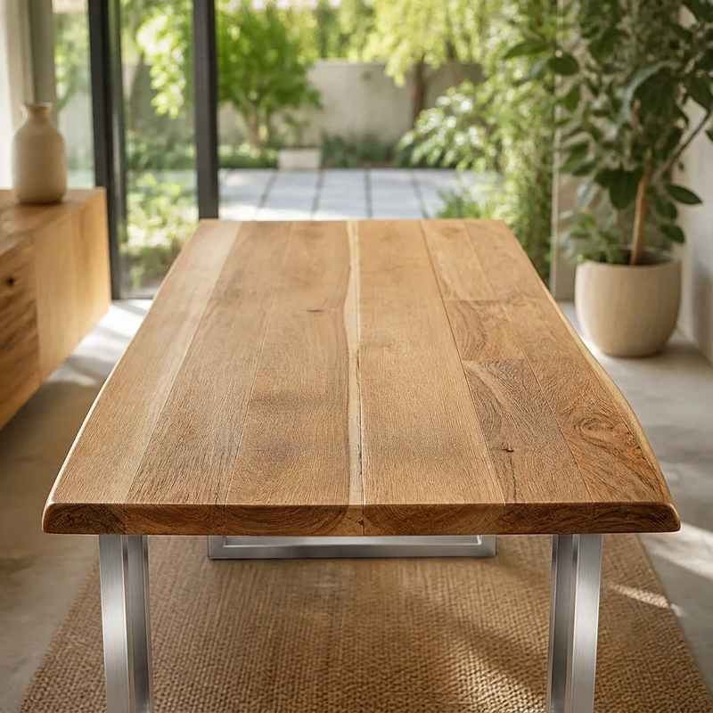 Table à manger bord naturel en acacia massif