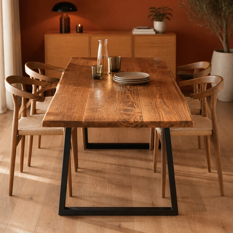 Table à manger bord vif en acacia massif