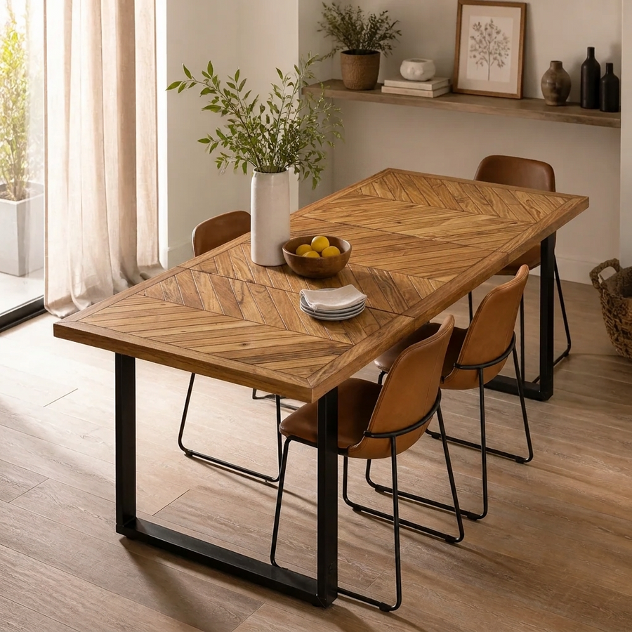 Table à manger chevrons en acacia massif