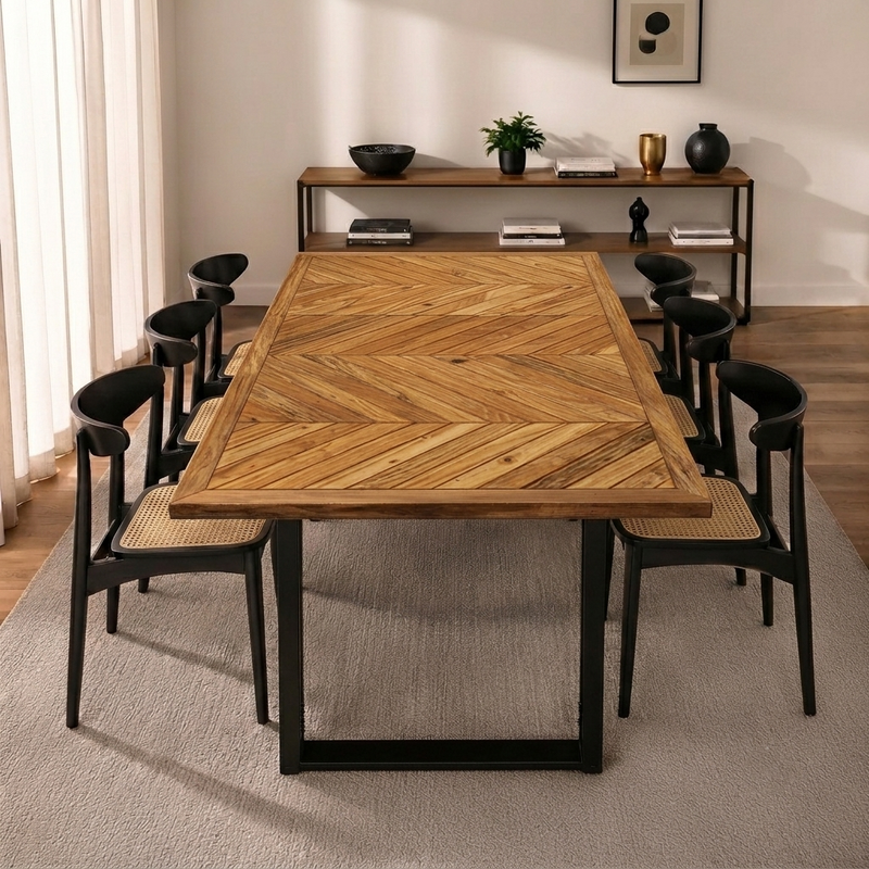 Table à manger chevrons en acacia massif