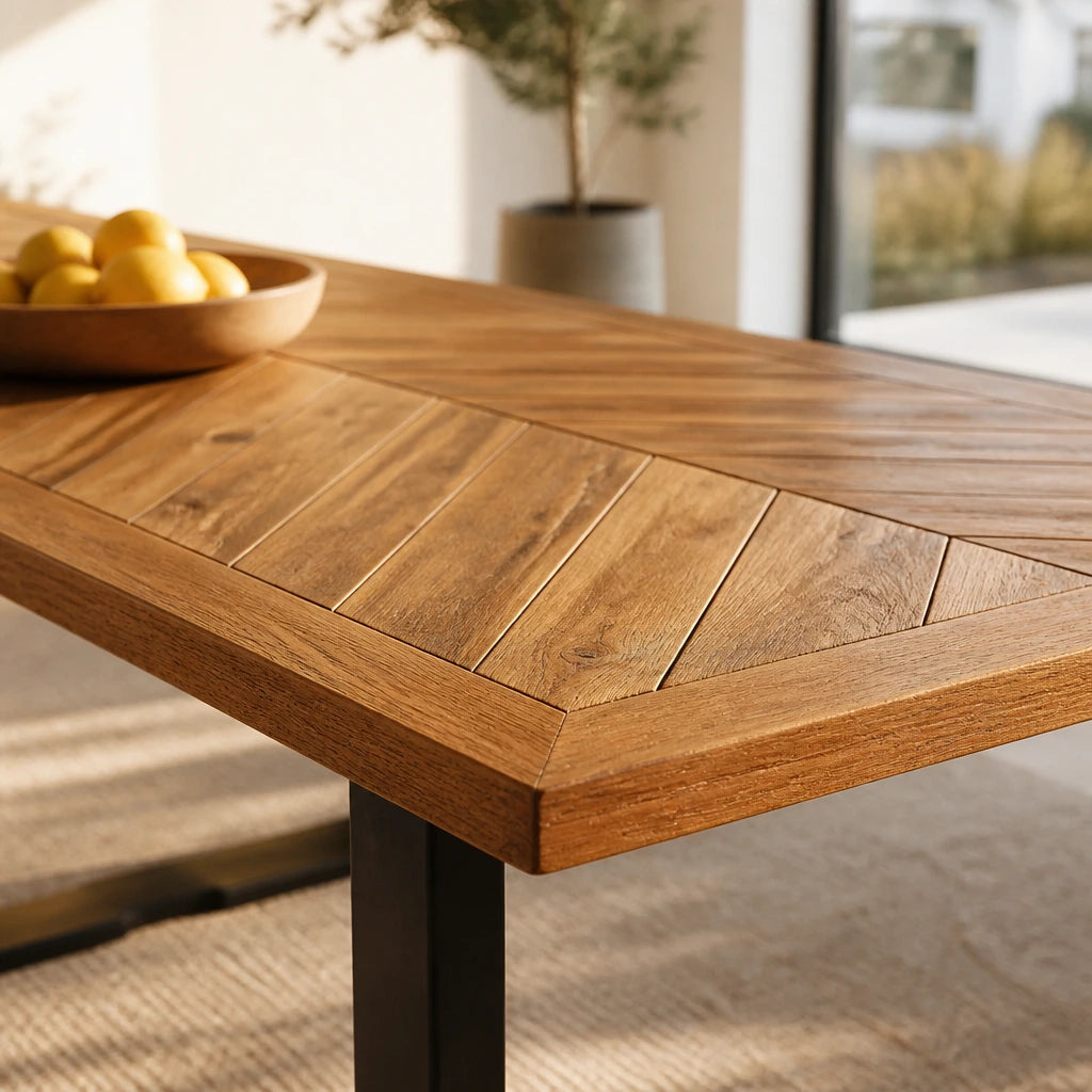 Table à manger chevrons en acacia massif