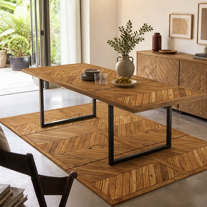 Table à manger chevrons en acacia massif