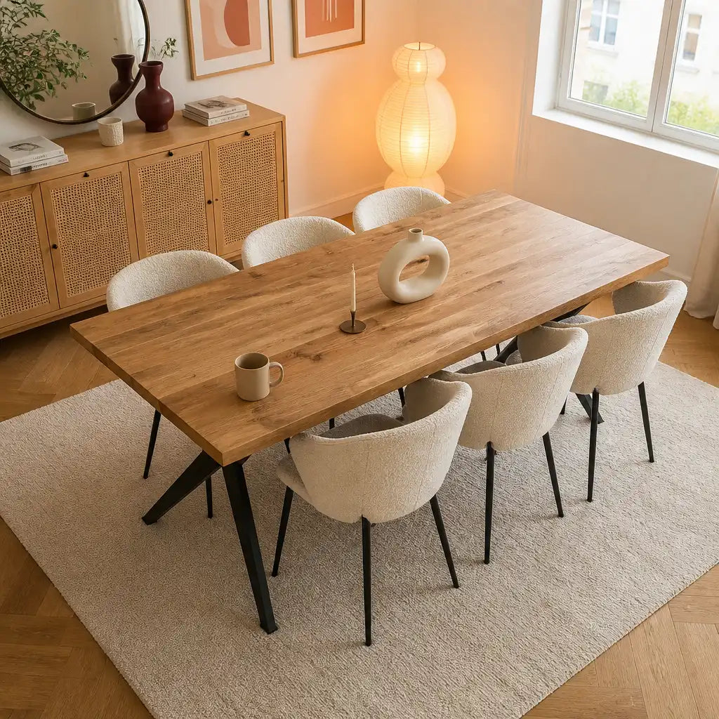 Table à manger pieds étoile en acacia massif