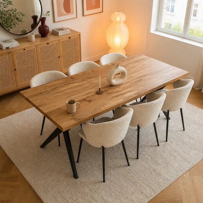 Table à manger pieds étoile en acacia massif