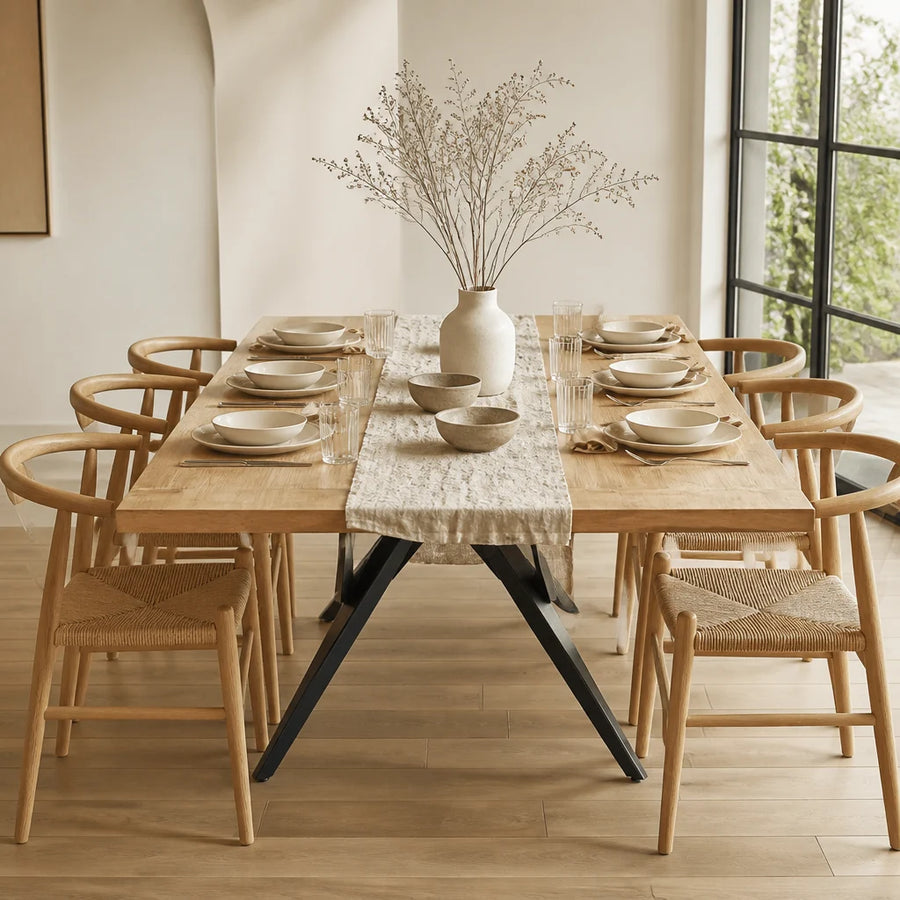 Table à manger pieds étoile en acacia massif