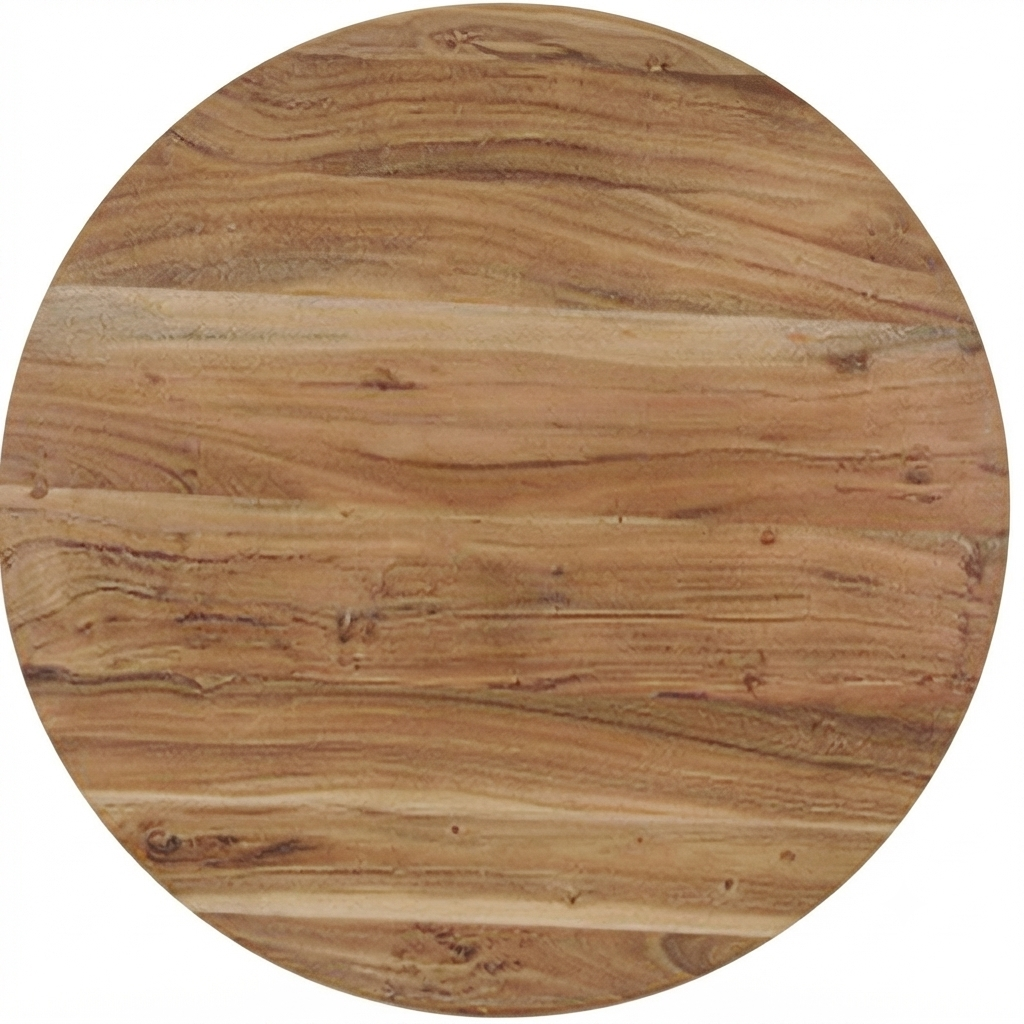 Table à manger ronde en bois d'acacia massif et métal noir