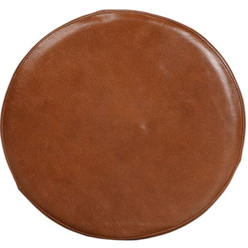 Tabourets de bar en acacia massif et cuir véritable - Lot de 2